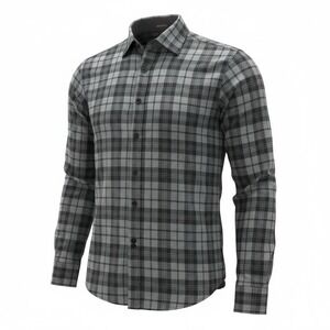 Men's James Tattersall Flannel Shirt XL Long‎ Sleeve Blue Gray Plaid